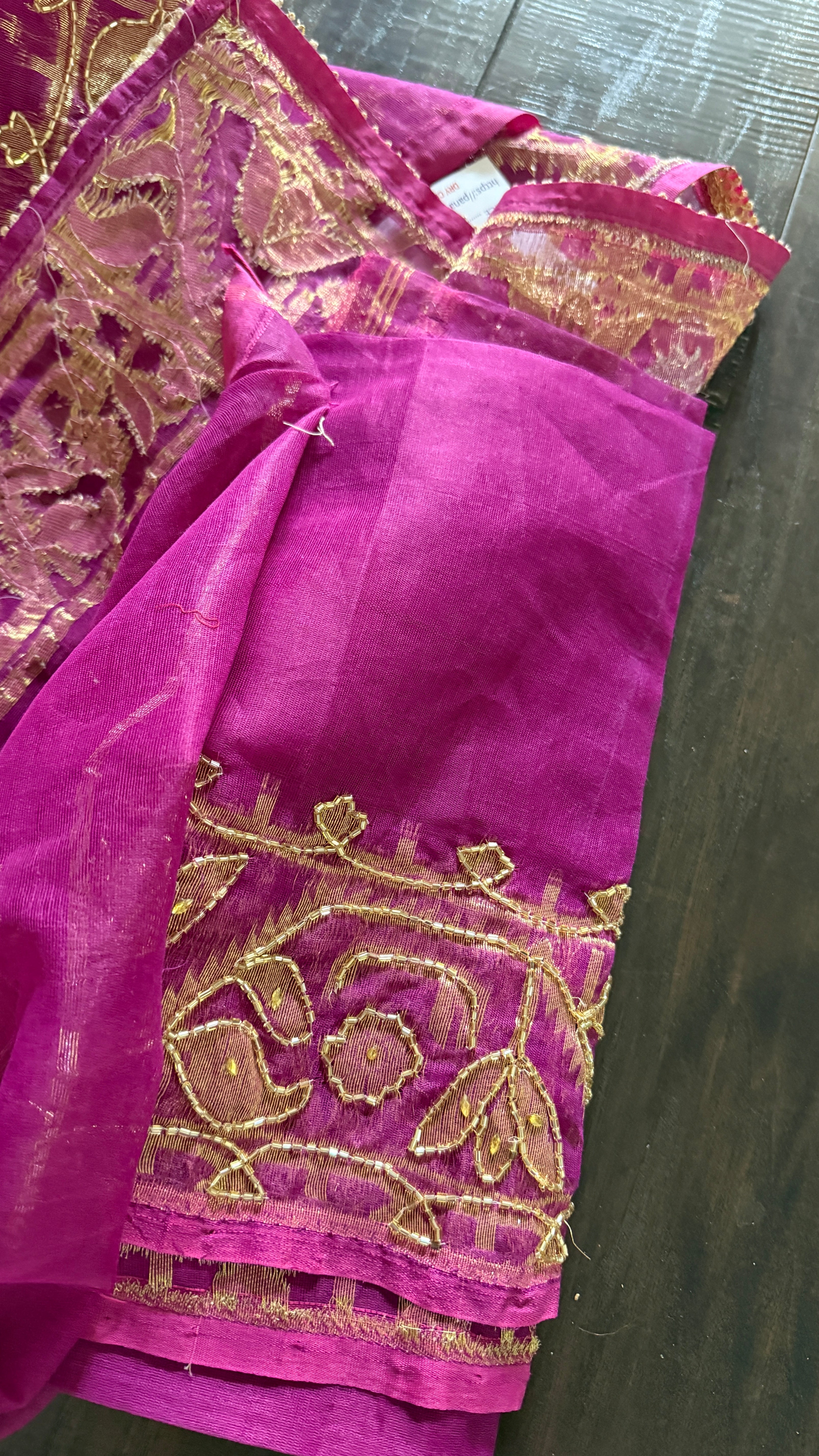 Designer Jamdaani Cutdana Embroidered - Magenta Pink