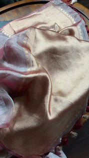 Tissue Organza Silk Banarasi - Light Wine Maroon Golden