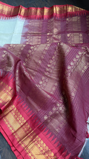 Cotton Gadwal - Beige Maroon