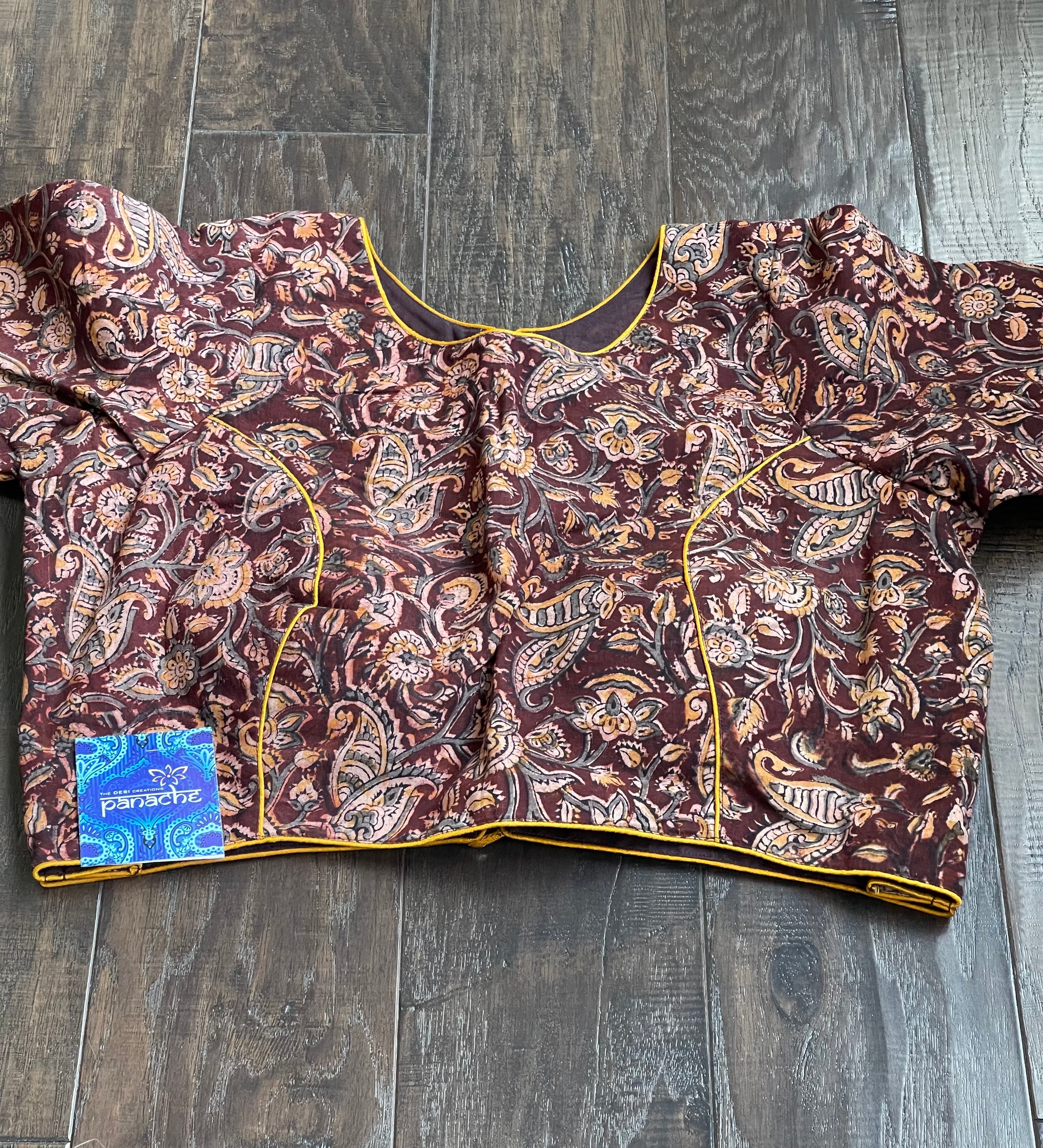 Designer Cotton Blouse - Brown Kalamkari