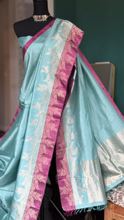 Katan Silk Banarasi - Light Blue Purple