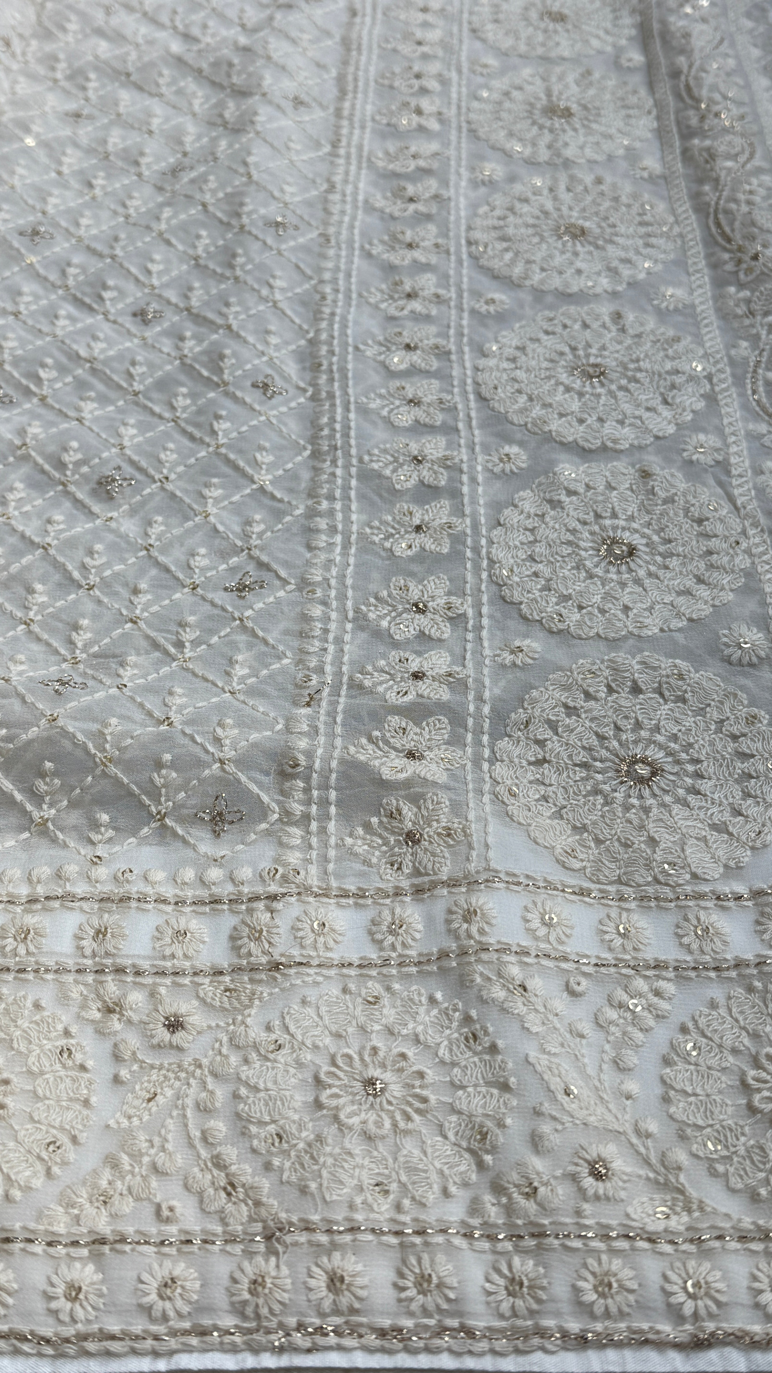 Designer Pure Georgette Chikankari - Ivory