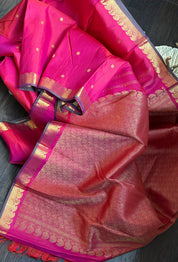 Pure Silk Kanjivaram - Dark Magenta Pink