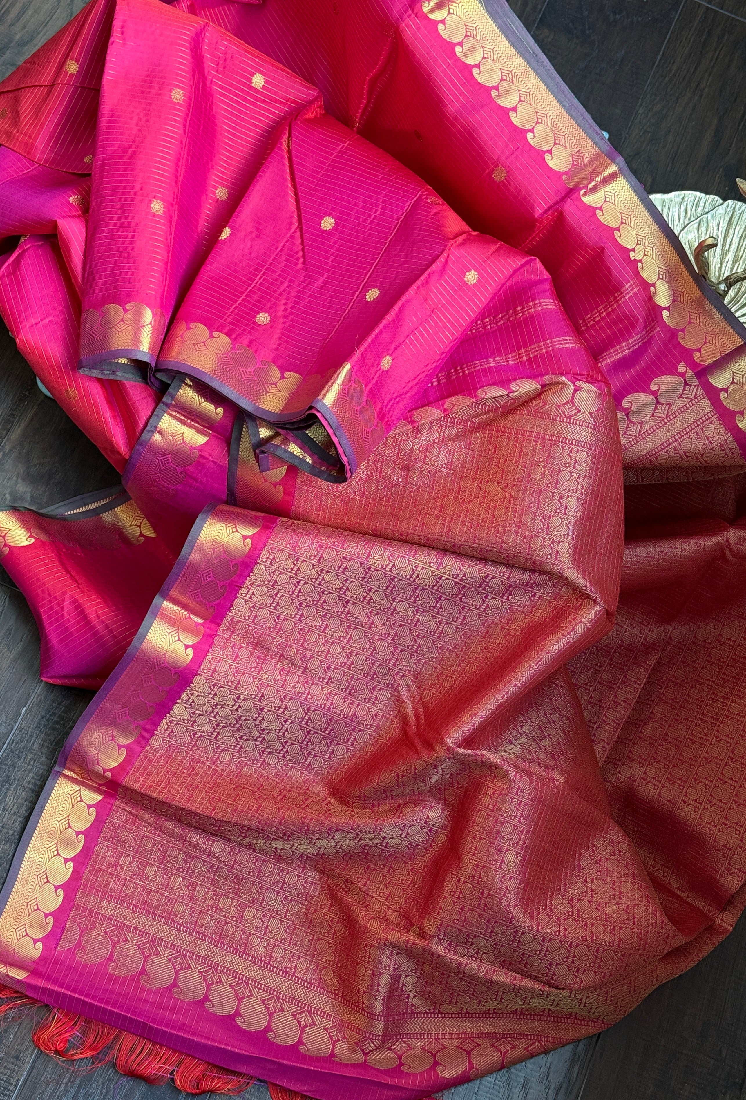Pure Silk Kanjivaram - Dark Magenta Pink
