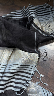 Pure Matka Silk Handwoven - Black Grey