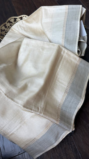 Pure Tussar Silk - Beige Black