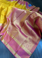 Pure Silk Kanjivaram - Yellow Pink