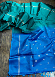 Pure Silk Kanjivaram - Teal Green Blue