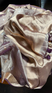 Tissue Organza Silk Banarasi - Light Gold Purple
