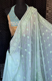 Designer Chiffon Embroidered - Pista Green