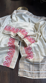 Designer Crepe Silk - Off-White Embroidered