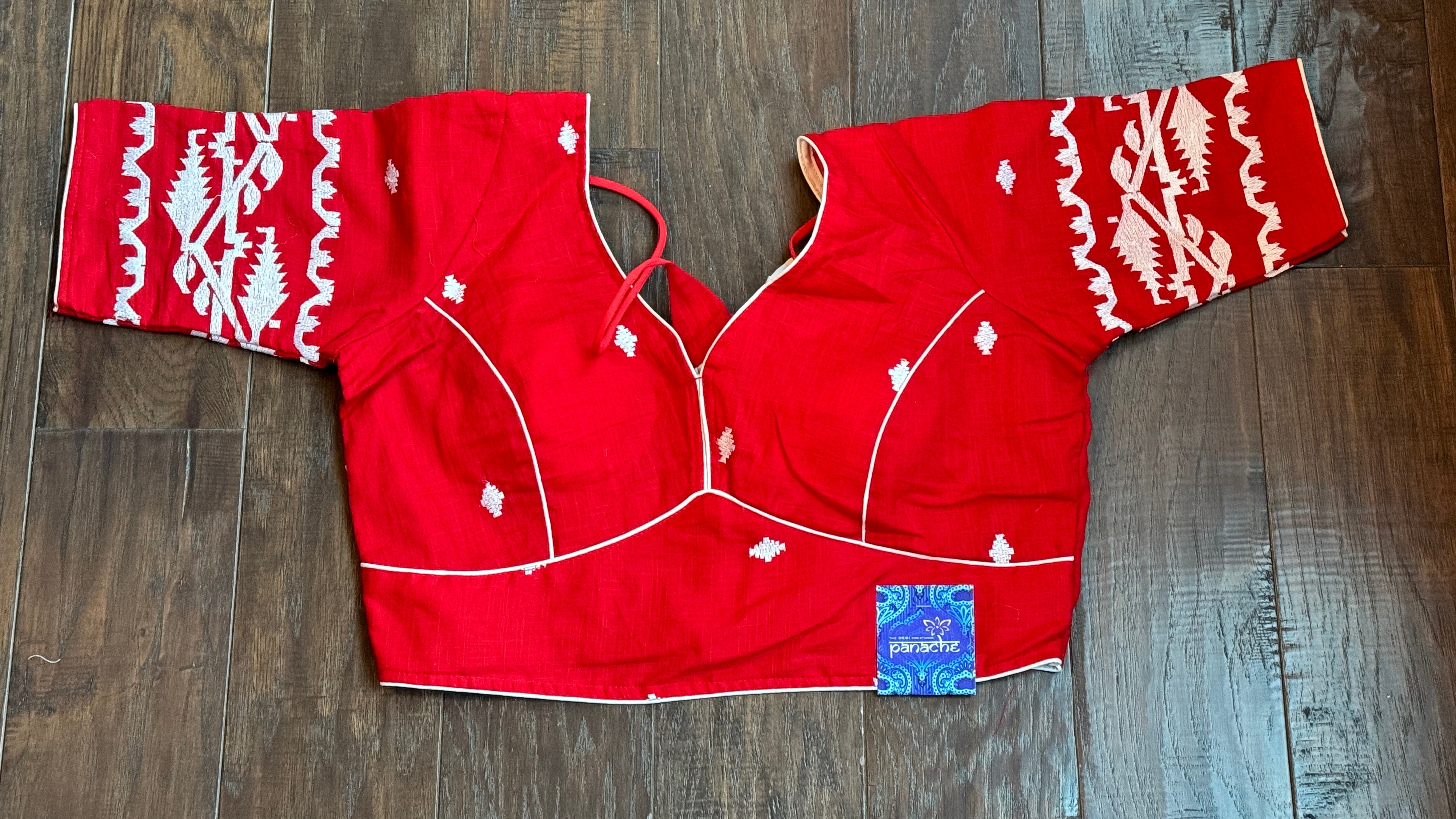 Designer Blouse - Red Jamdaani Stitch