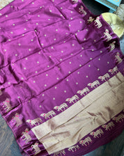 Designer Satin Silk - Purple Horse Woven