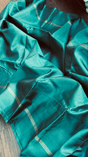 Pure Silk Kanjivaram - Teal Green Blue