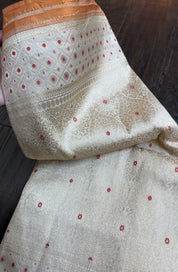 Pure Silk Brocade Banarasi- Cream