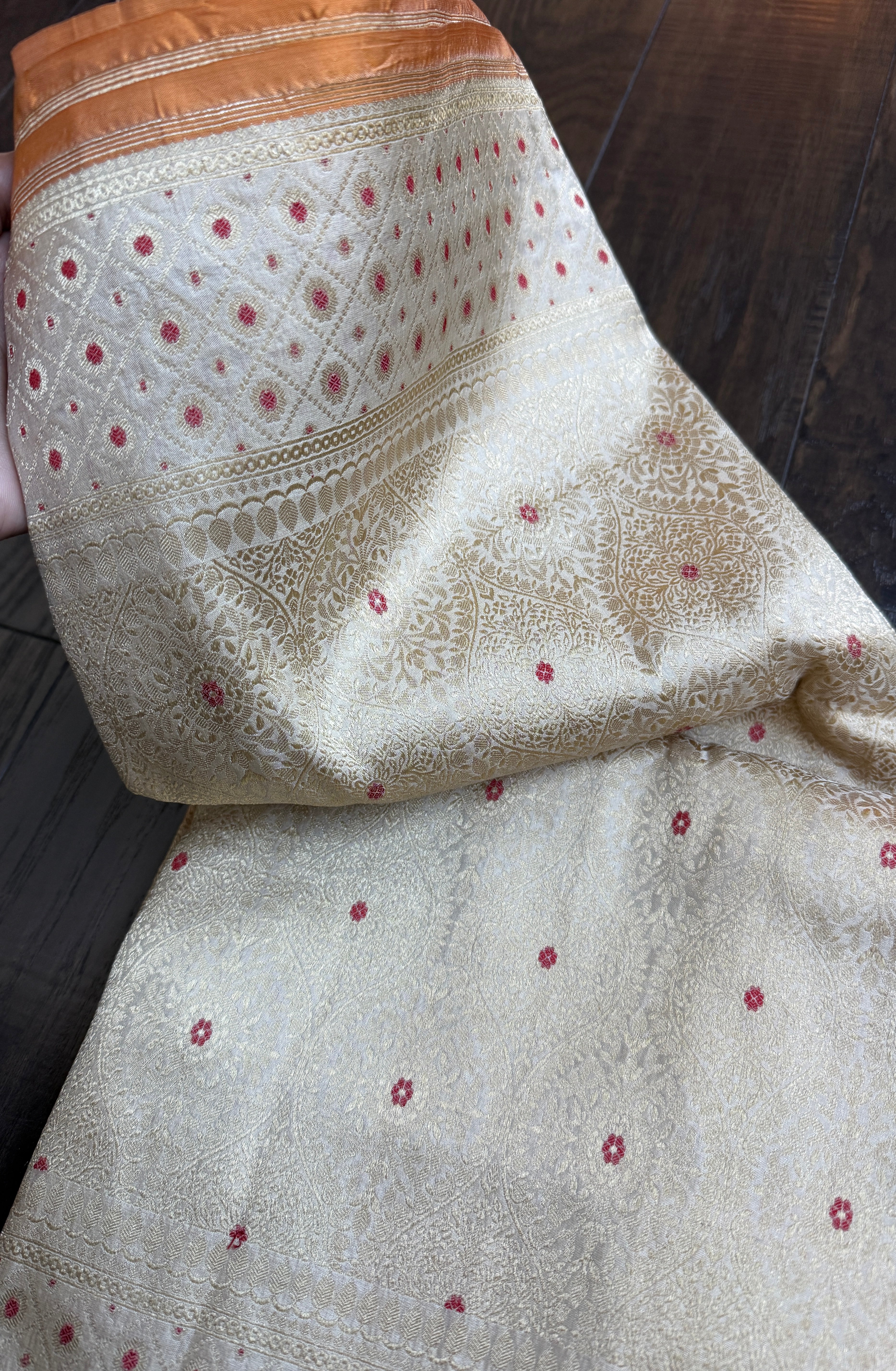 Pure Silk Brocade Banarasi- Cream