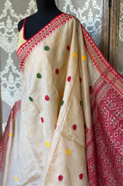 Pure Gachi Tussar Silk - Beige Red