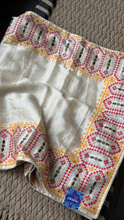 Soft Silk Kathiyawadi Embroidered - Beige