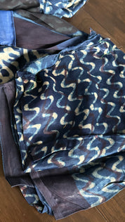 Modal Silk Vegetable Organic Dye Saree - Indigo Blue 2