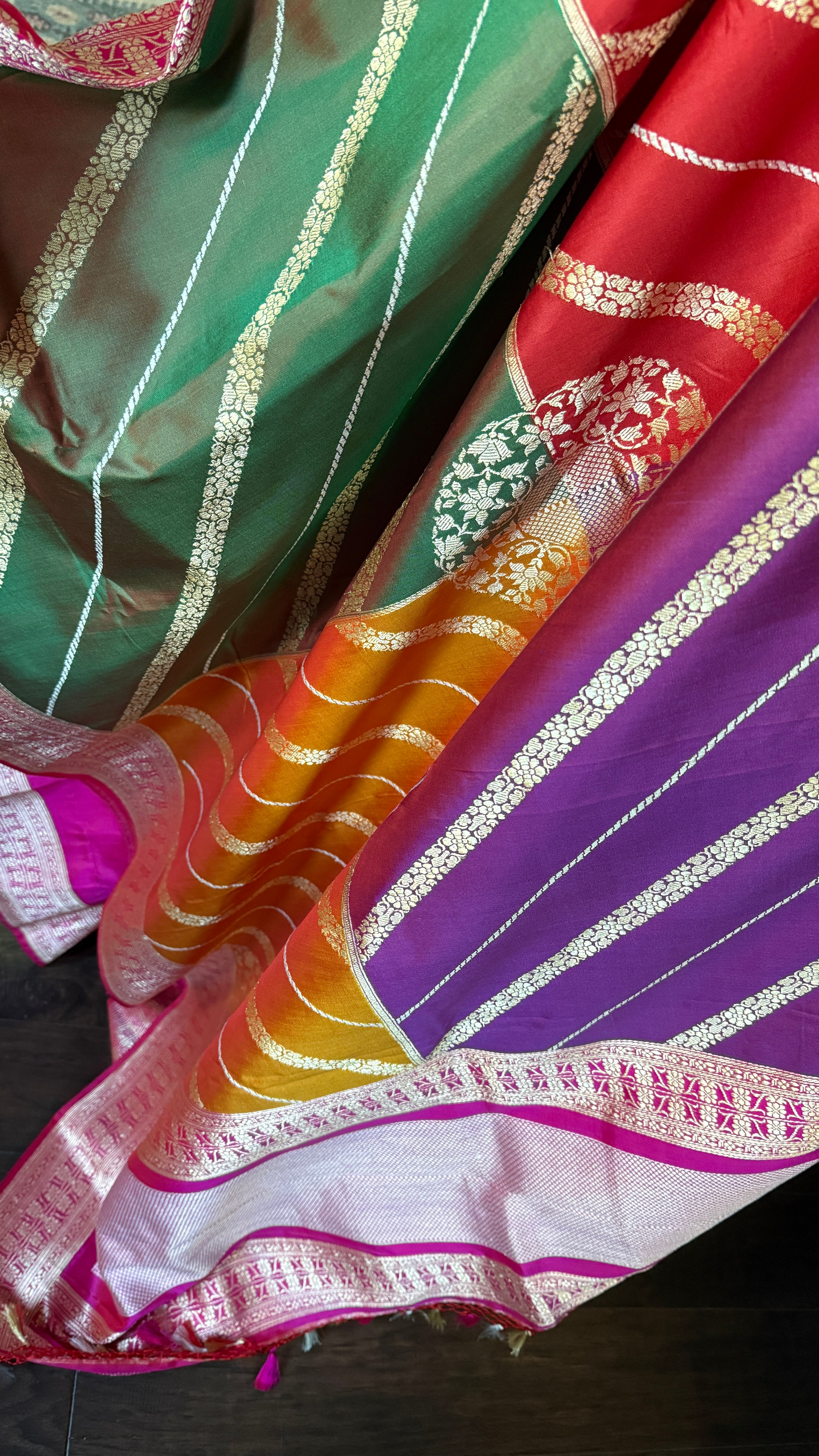 Pure Silk Banarasi - Rani Pink Rangkat Palla