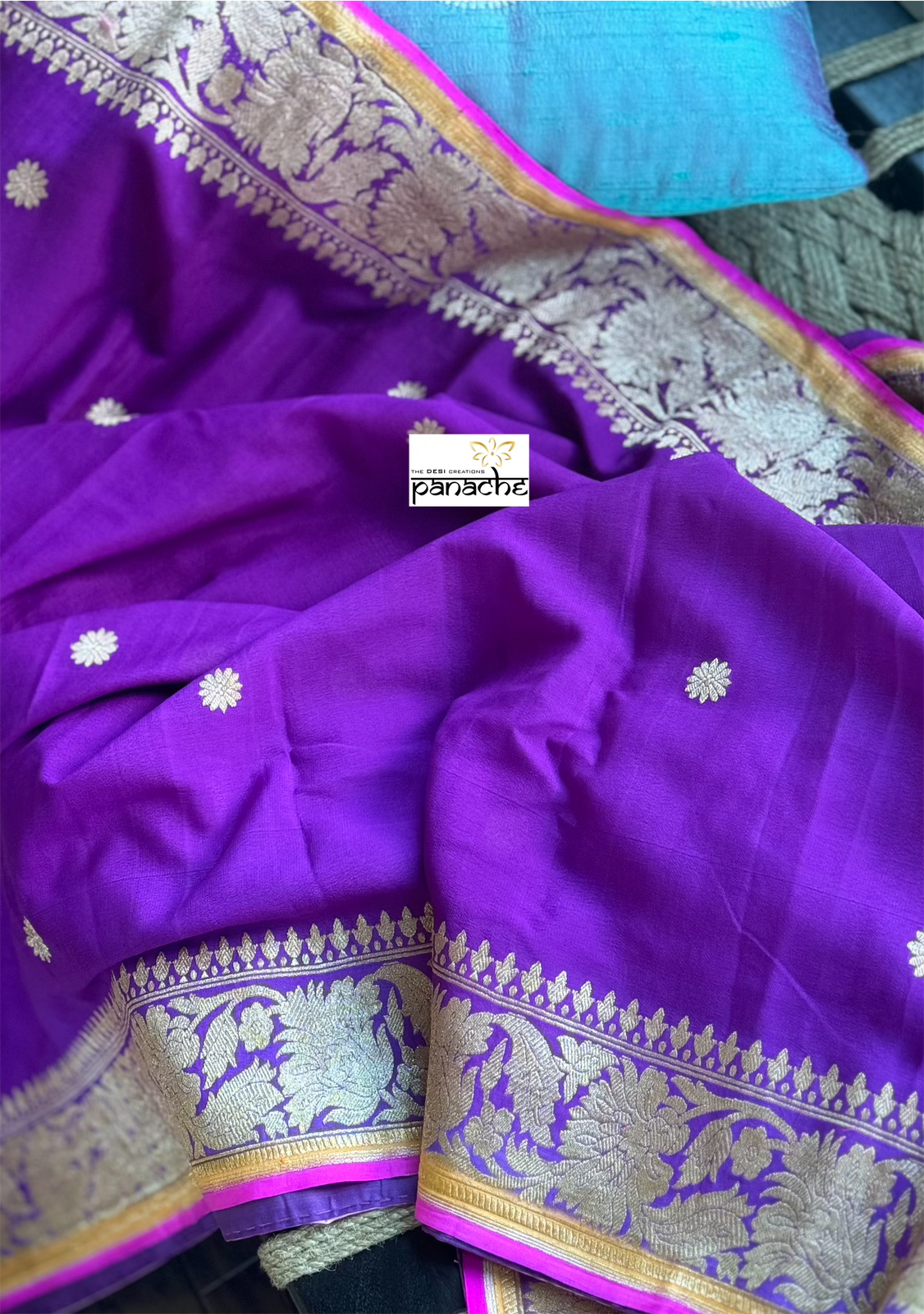 Georgette Banarasi - Purple Golden Zari