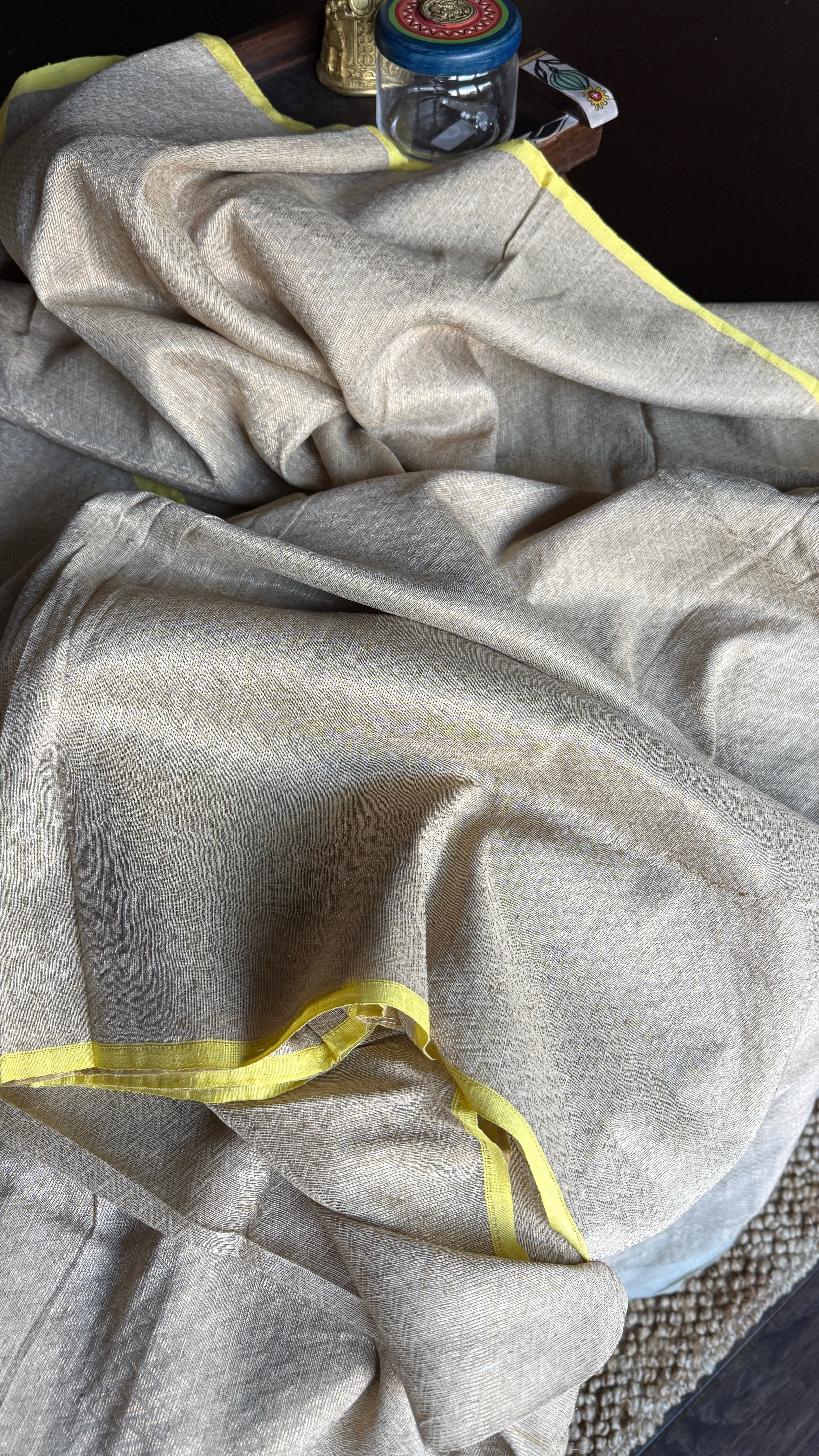 Pure Khadi Matka Cotton Brocade - Sand Color Handwove