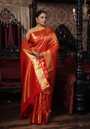 Pure Silk Broade Kanjivaram - Red Pure Zari Woven