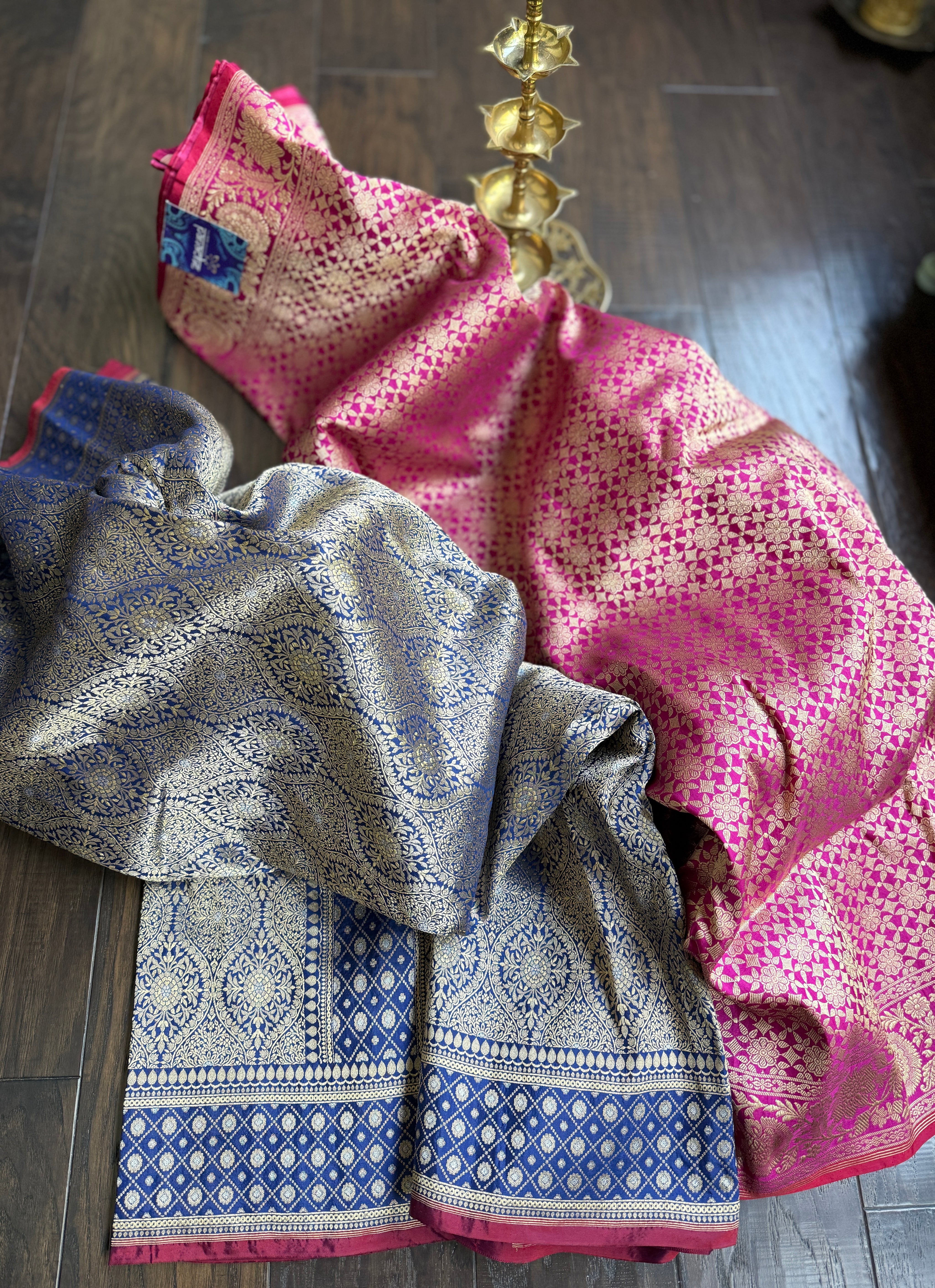 Pure Silk Brocade Banarasi- Navy Blue