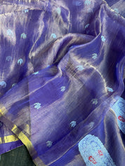 Metallic Tissue Muslin Silk Jamdaani - Purple