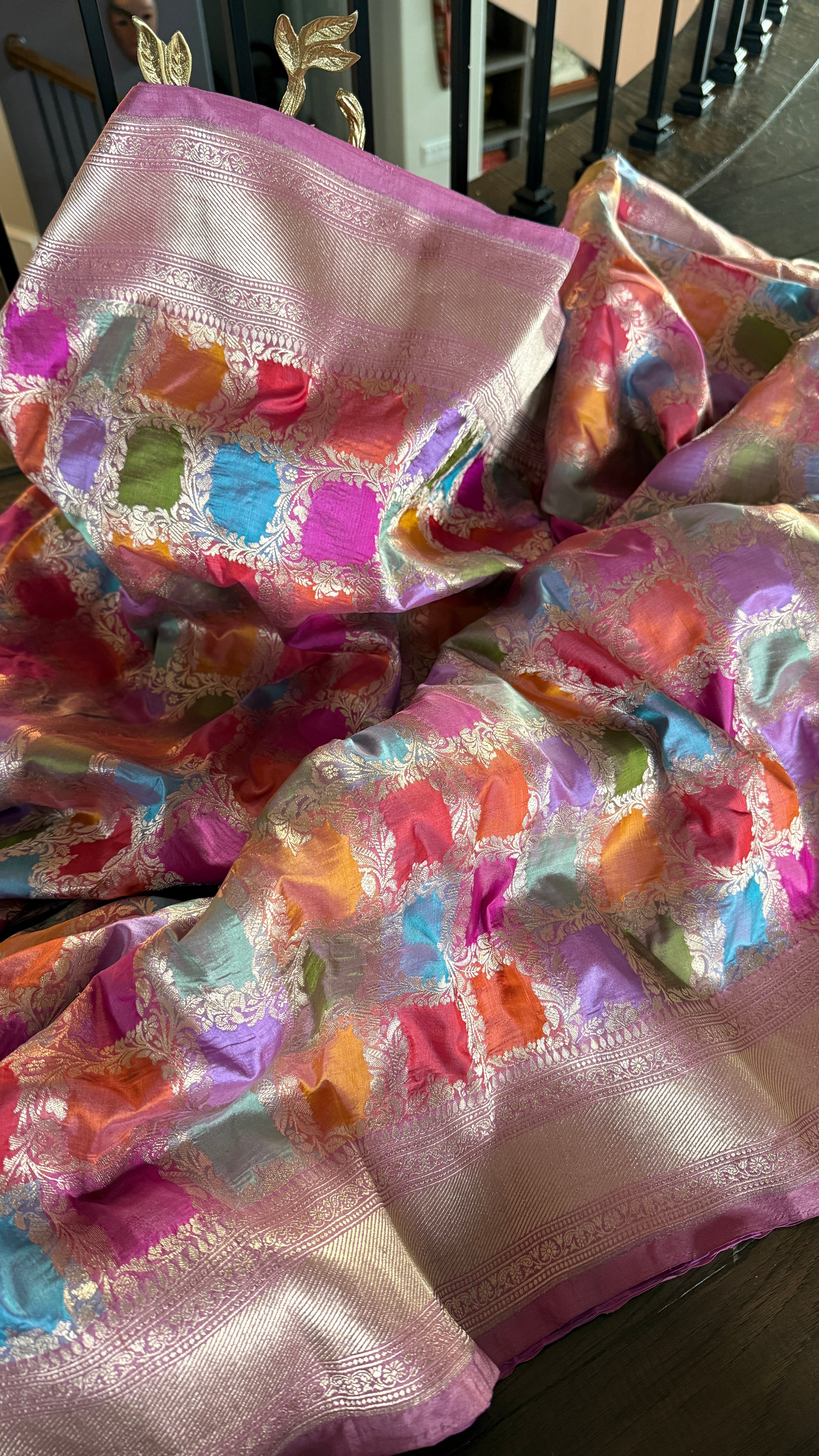 Pure Silk Banarasi - Thulian Pink Multi Color