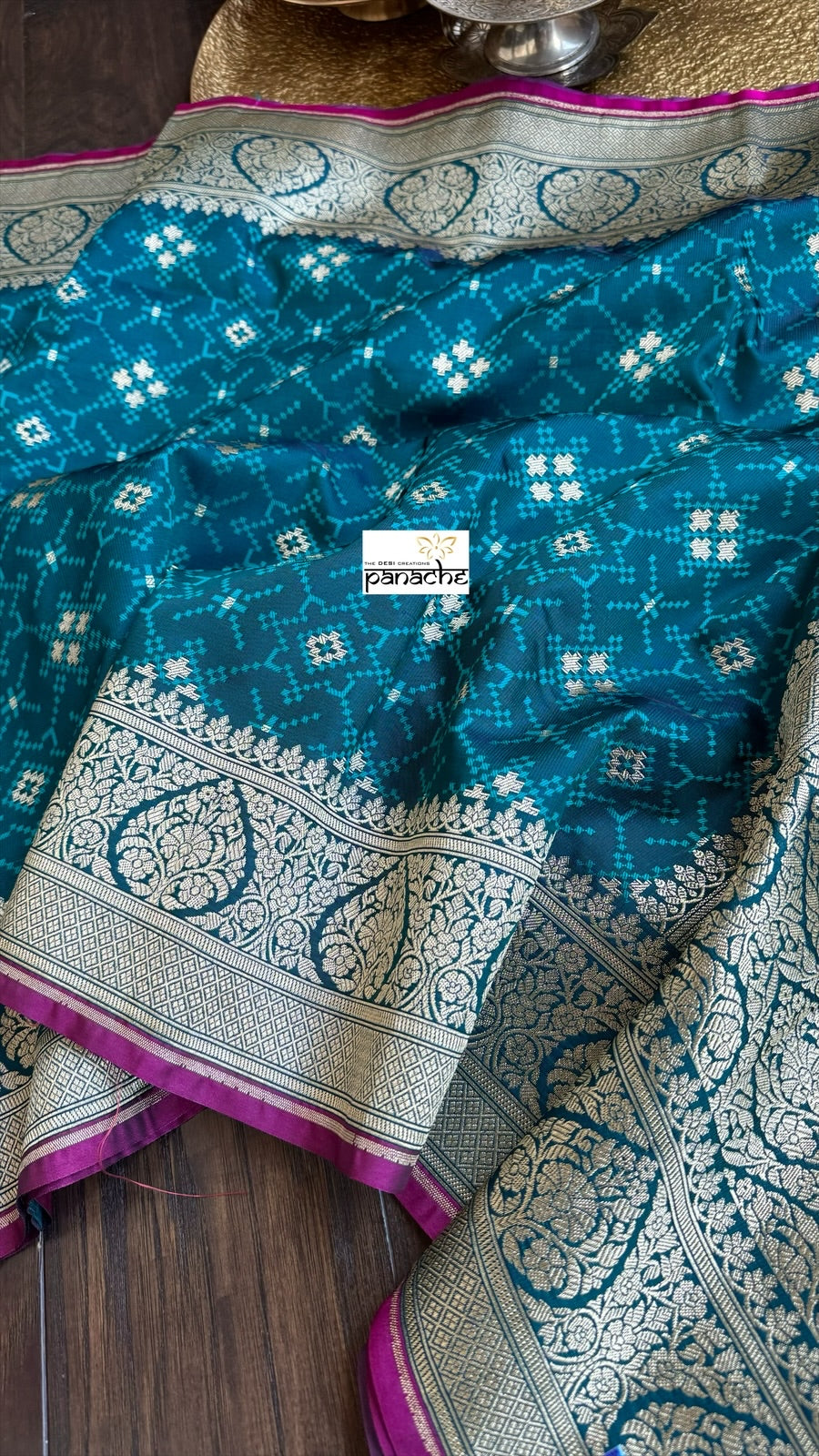 Soft Silk Banarasi - Teal Blue Patola