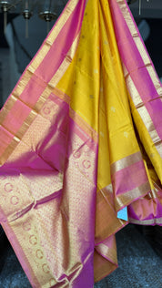 Pure Silk Kanjivaram - Yellow Pink