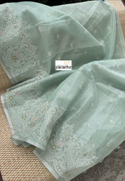 Tissue Linen - Mint Embroidered