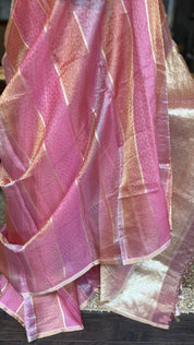 Tissue Organza Silk Banarsi - Rangkat Peach Pink
