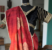 Designer Velvet Blouse - Black Gold Zari