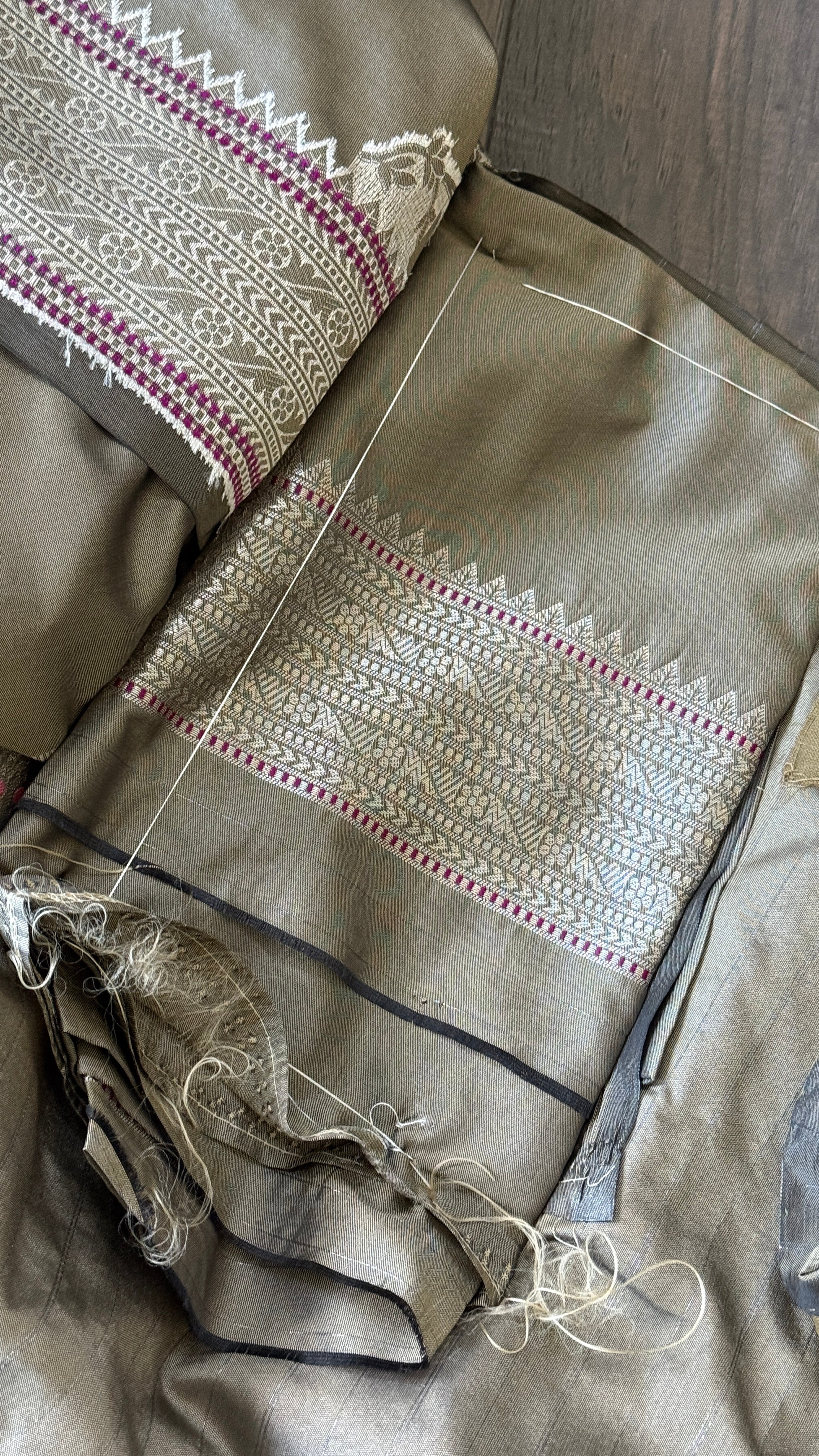 Soft Silk Banaras Saree - Cement Grey Meenakari
