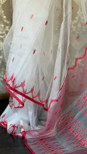 Muslin Jamdaani - White Red