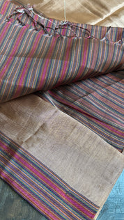 Chanderi Tissue Silk - Maroon Black Golden woven