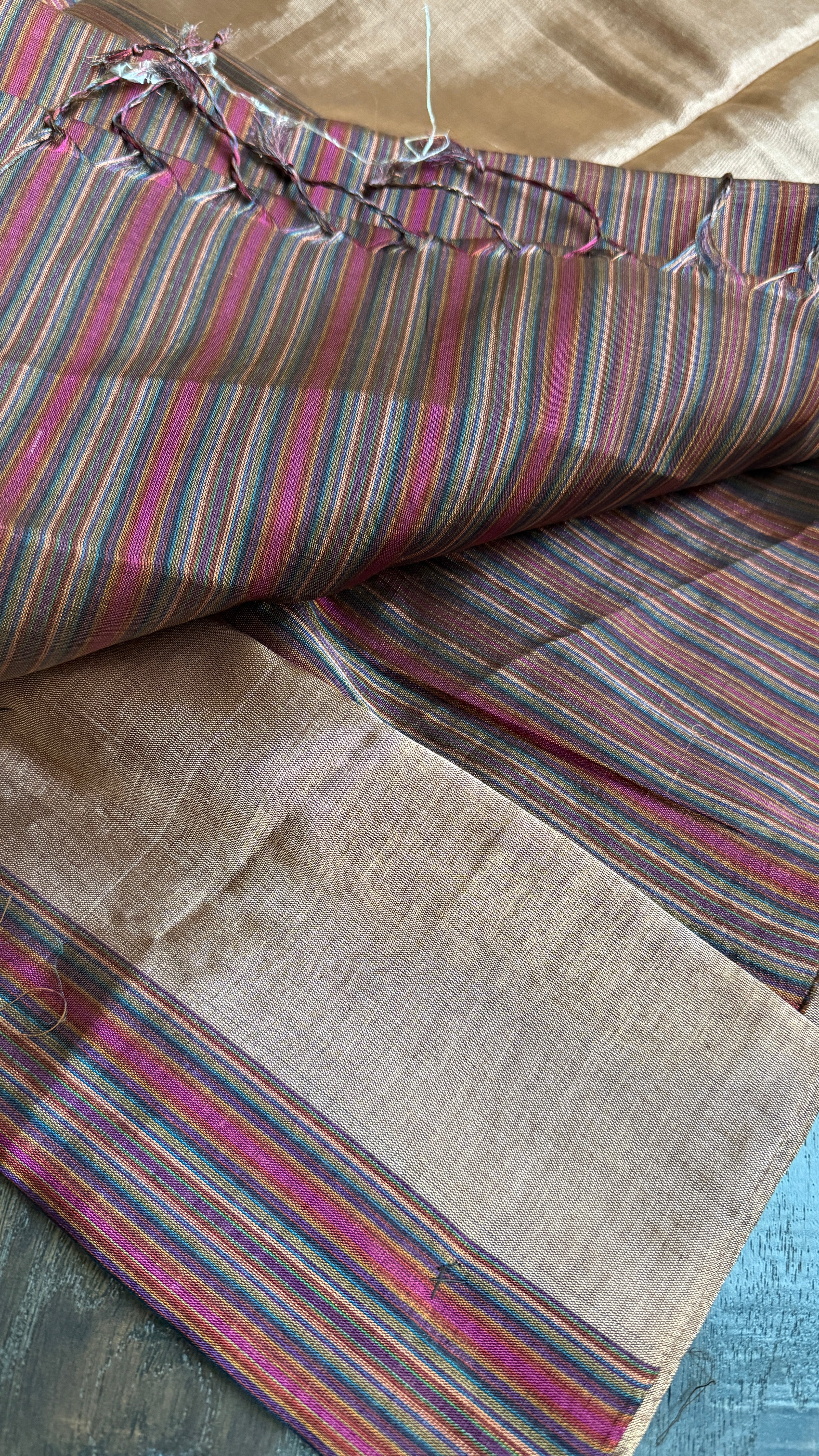 Chanderi Tissue Silk - Maroon Black Golden woven