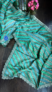 Designer Organza Georgette Leheriya - Sea green