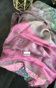 Pure Matka Silk Dual weave - Green by Pink