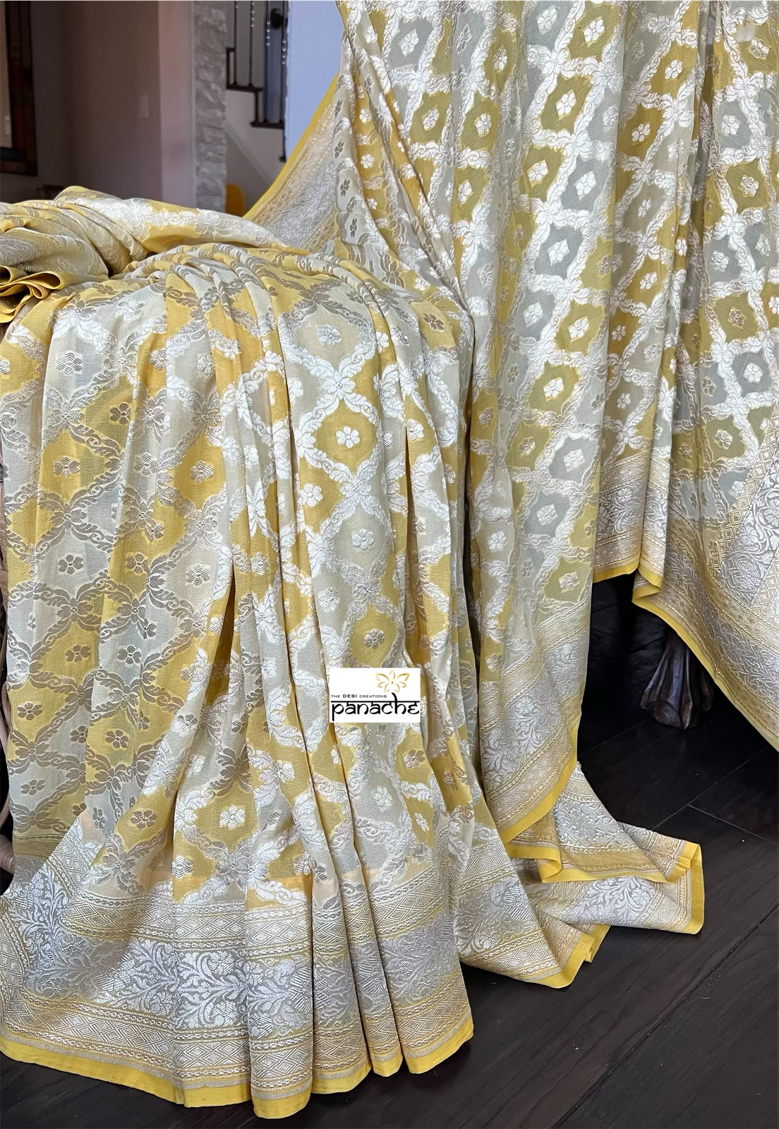 Khaddi Georgette Banarasi - Yellow Shaded