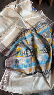 Pure Tussar Silk - Tan Beige Coffee Brown Dolabedi