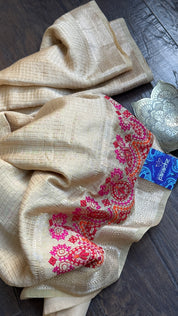 Designer Crepe Silk - Tan Embroidered