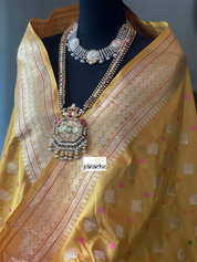 Pure Silk Kadwa Banarasi- Yellow Meenakari