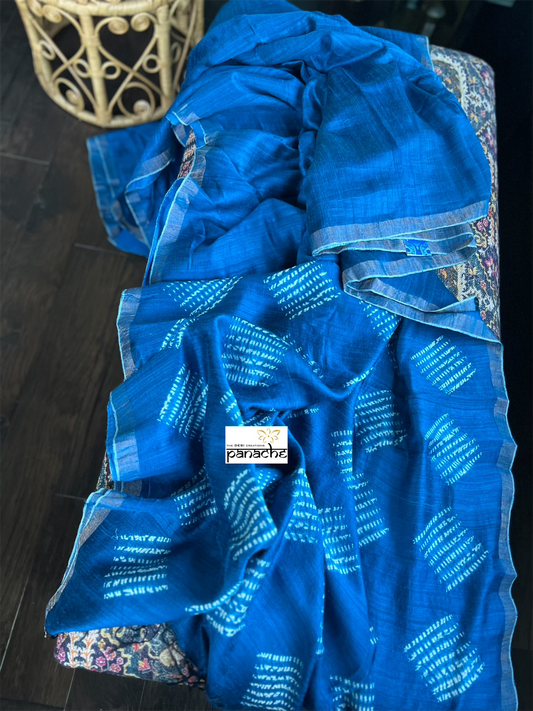 Pure Matka Silk Shibori - Royal Blue