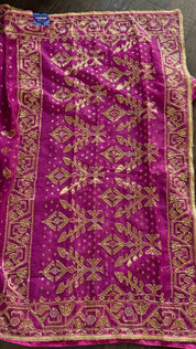 Designer Jamdaani Cutdana Embroidered - Magenta Pink