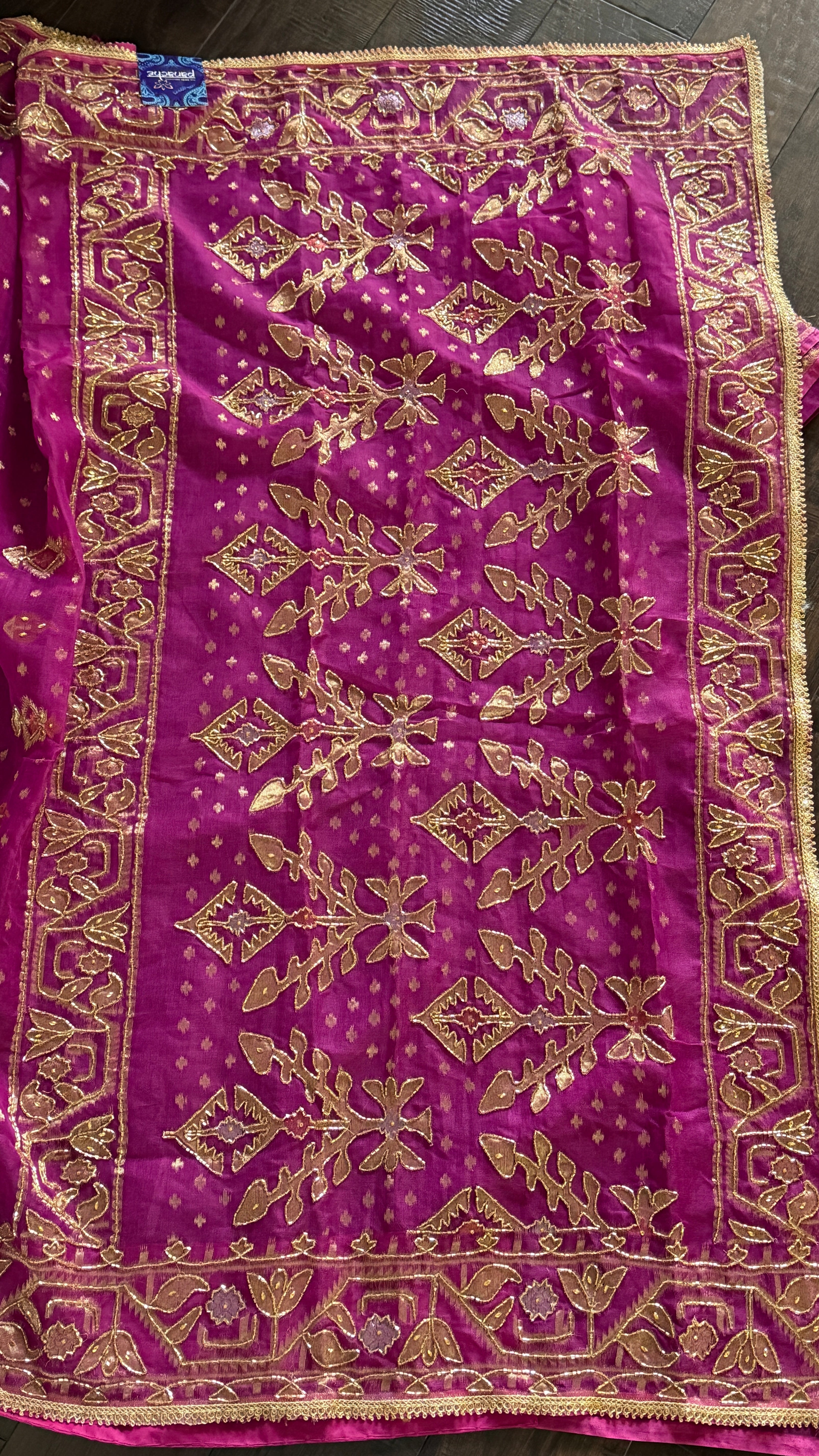 Designer Jamdaani Cutdana Embroidered - Magenta Pink