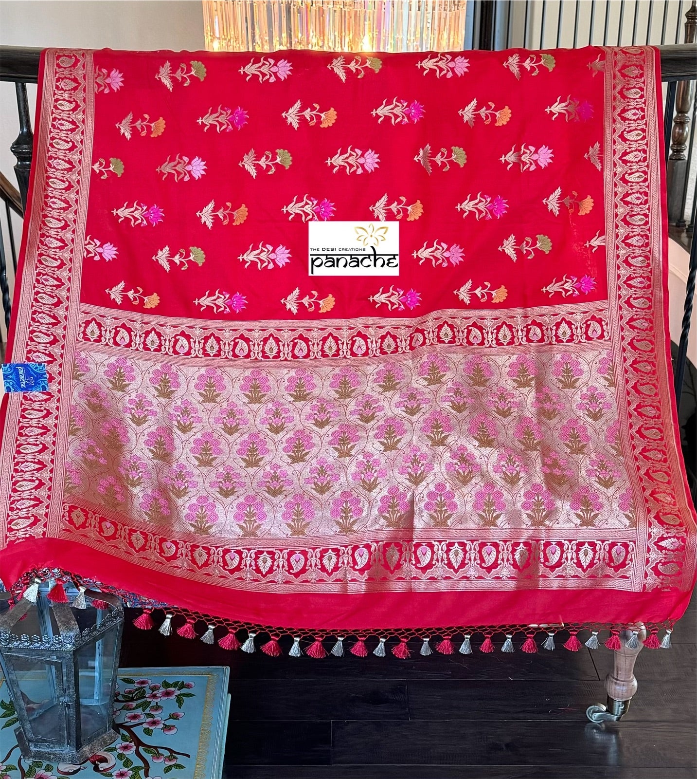 Soft Silk Banarasi - Red Meenakari