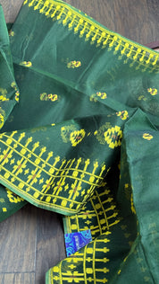 Dhakai Jamdani  - Dark Green